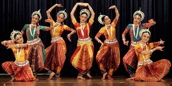 Traditional Kuchipudi costume with vibrant silk saree and jewelry 